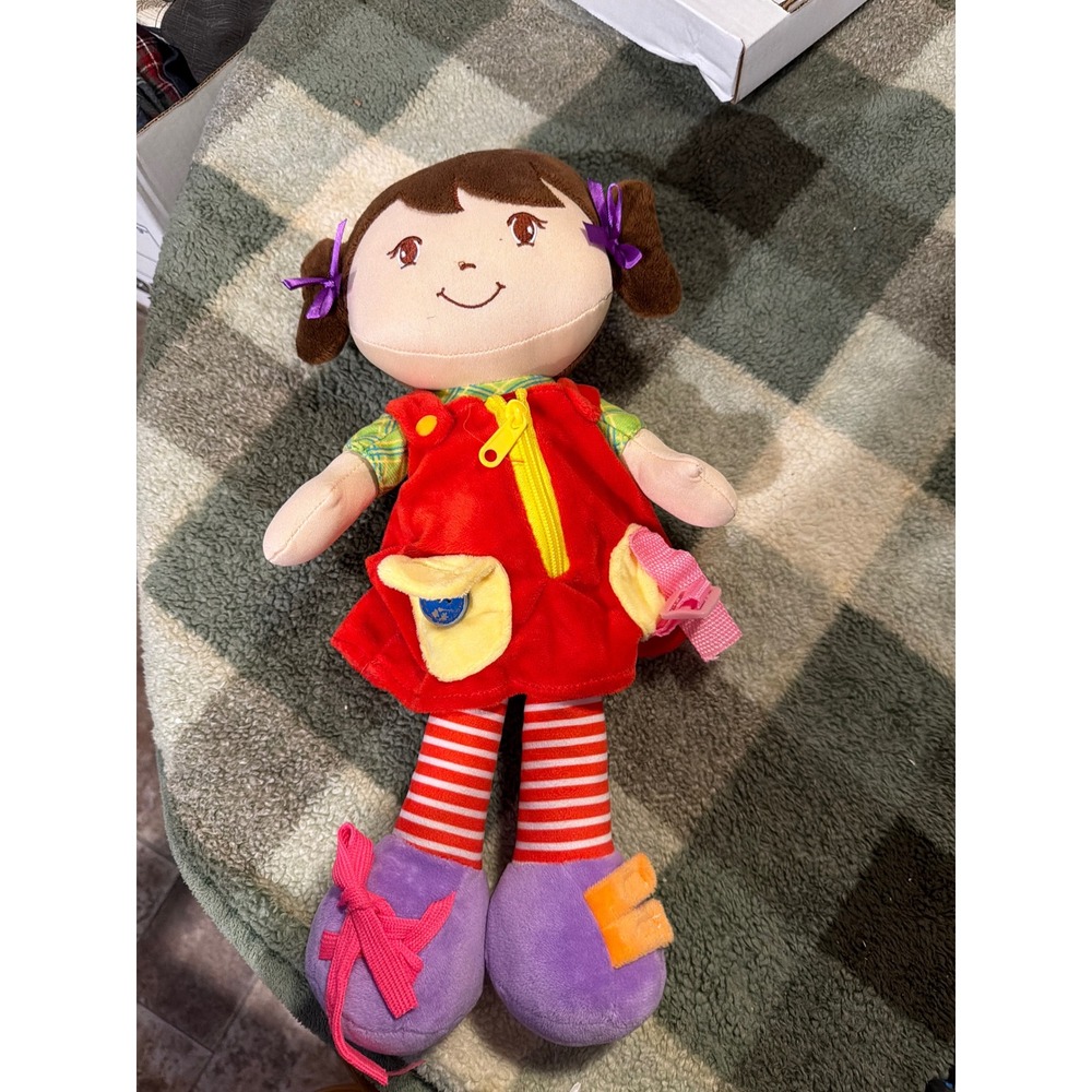 Linzy Plush Learning Doll 16" Toddler Dressing Skills Activity Toy Brunette Girl